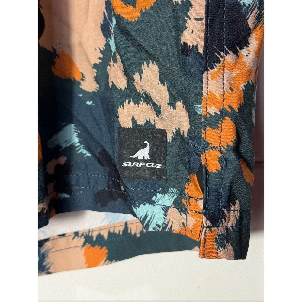 SurfCuz Mens XXXL Swim Trunks‎ Abstract Camo Orange Blue Beach Shorts